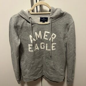American Eagle Outfitters Gray Hoodie Sweater with White Logo